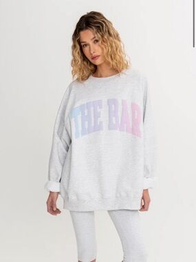 THE BAR Varsity Sweatshirt in Heather Gray/Lavender Graze